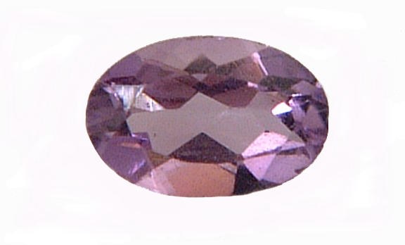 Oval purple amethyst with visible polished facets