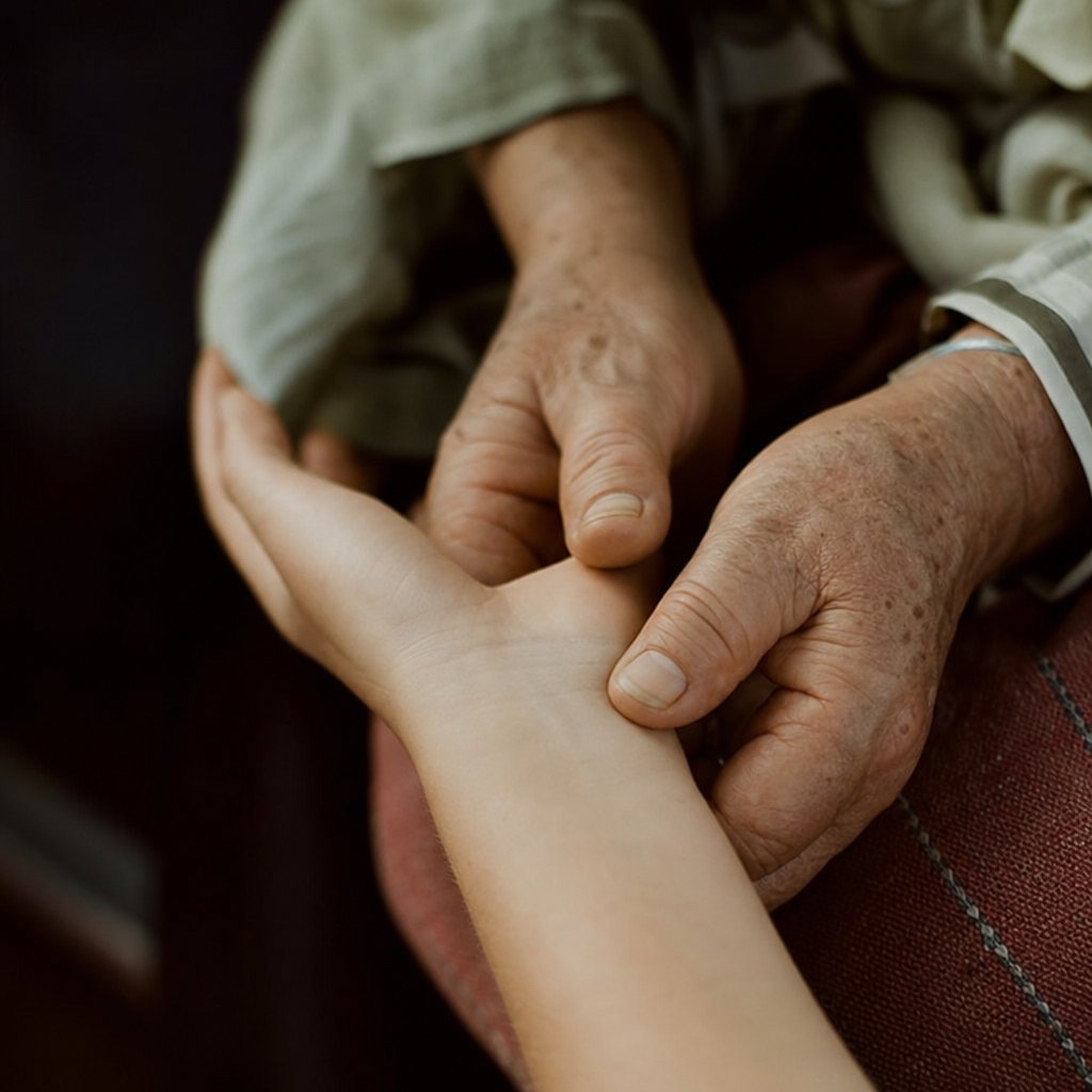 Older hands checking the inner wrist pulse point