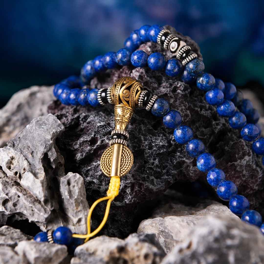 Lapis Lazuli Third Eye Mala, 108-bead strand